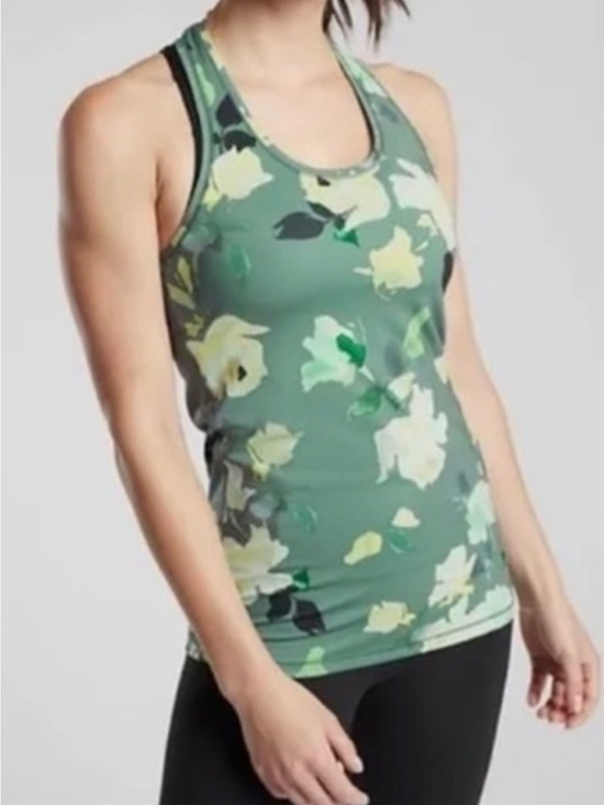 Athleta Tops - 🍃 Athleta Shanti Green Floral Racerback Tank Workout Athletic Wear
